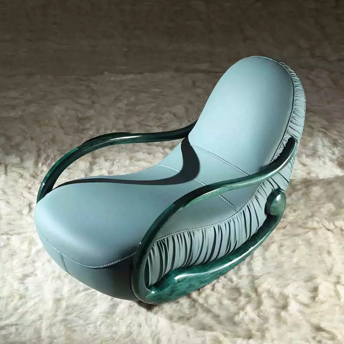Роскошное кресло-качалка "Модерн" MIVICA из дерева и кожи KR38177-32