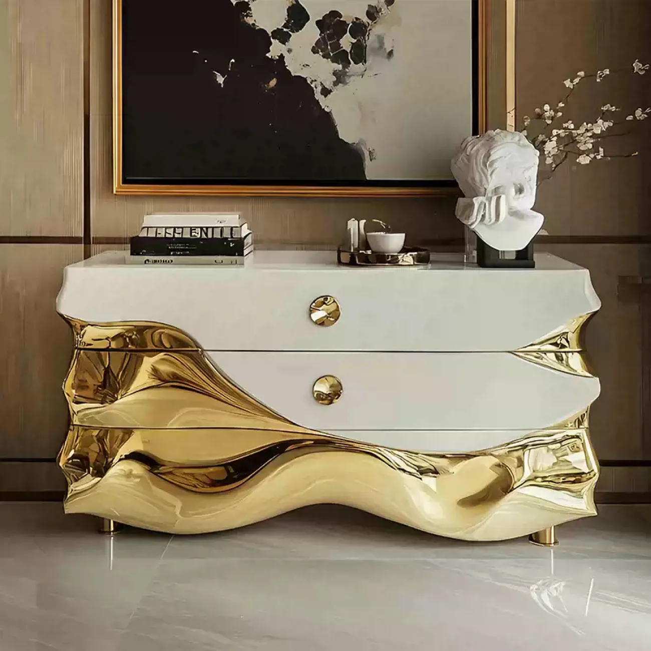 Роскошный дизайнерский комод MIVICA из дерева и гальванического покрытия KD38179-32