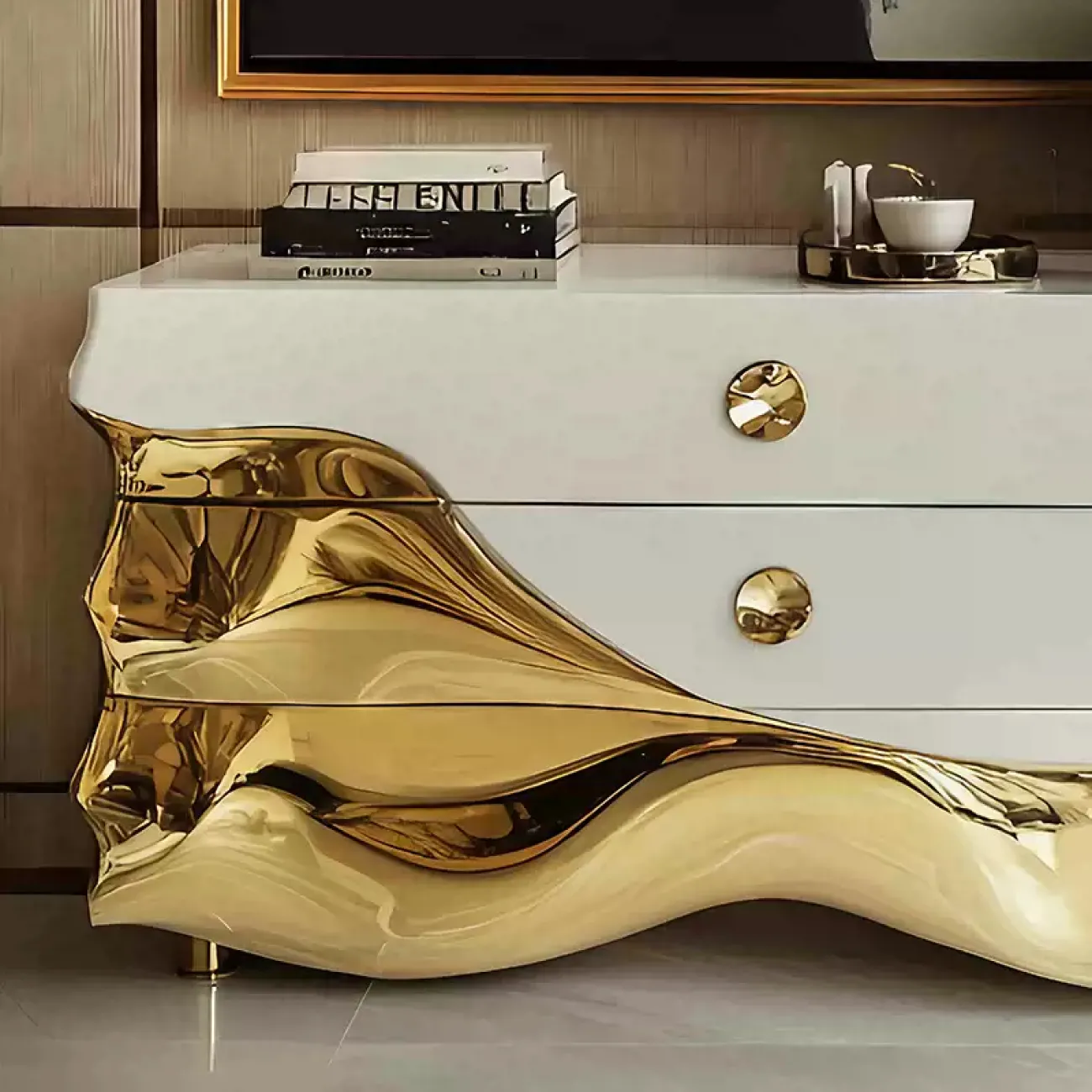 Роскошный дизайнерский комод MIVICA из дерева и гальванического покрытия KD38179-32