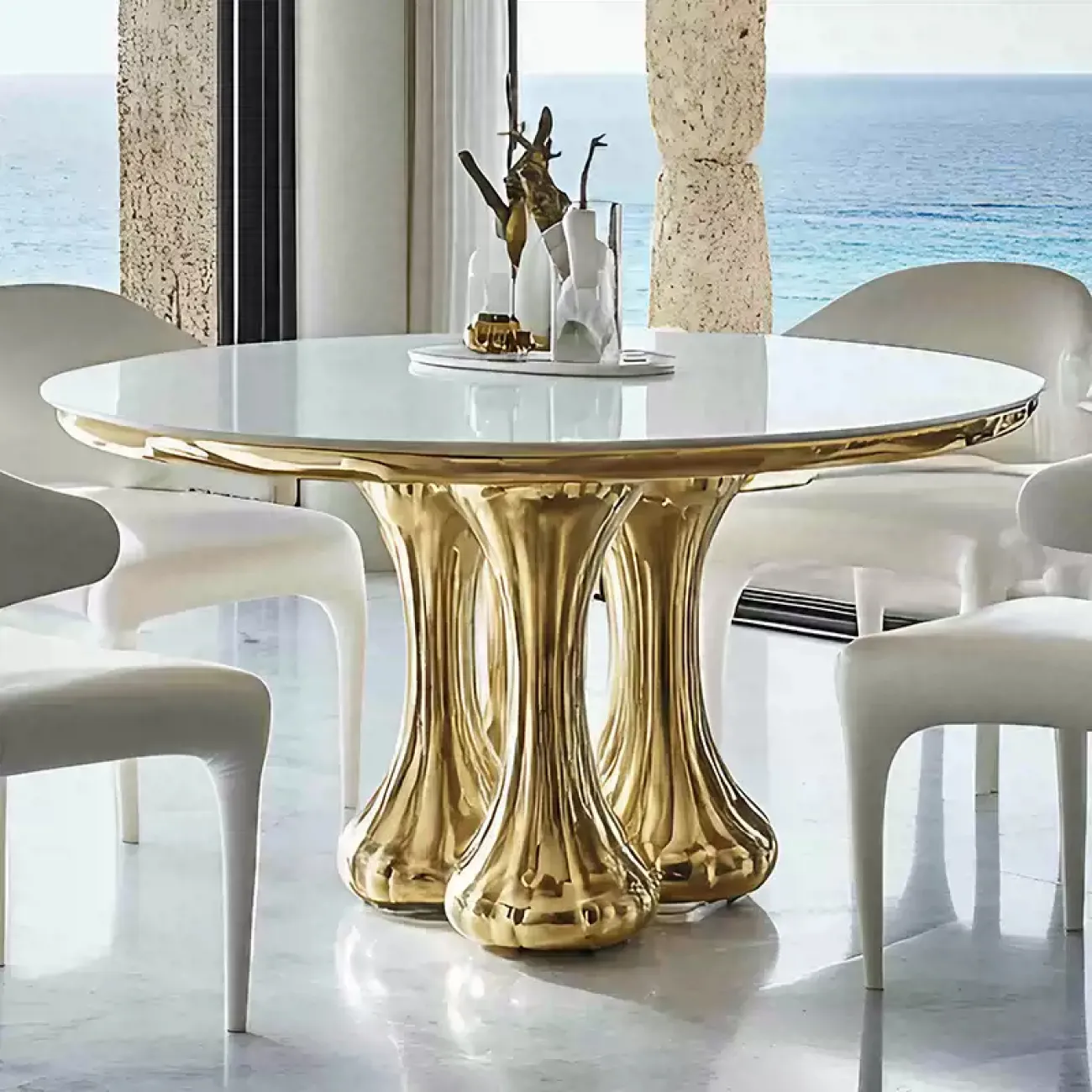 Роскошный дизайнерский обеденный стол MIVICA из мрамора ST38182-32