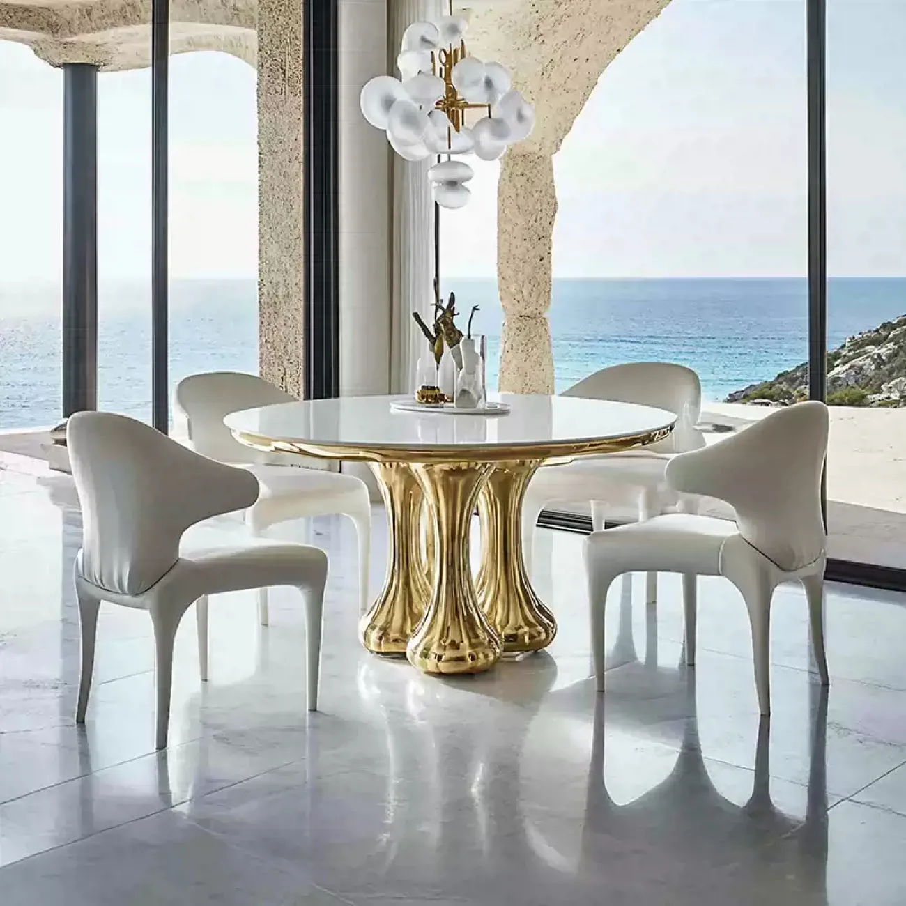 Роскошный дизайнерский обеденный стол MIVICA из мрамора ST38182-32