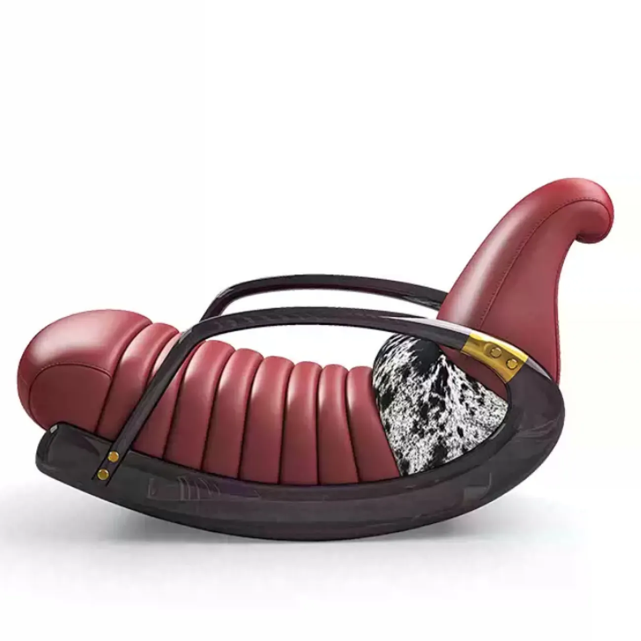 Дизайнерское кресло-качалка "Leonie" от MIVICA из кожи и дерева KR38185-32