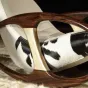 Современное кресло-качалка от MIVICA из дерева и кожи KR38187-32