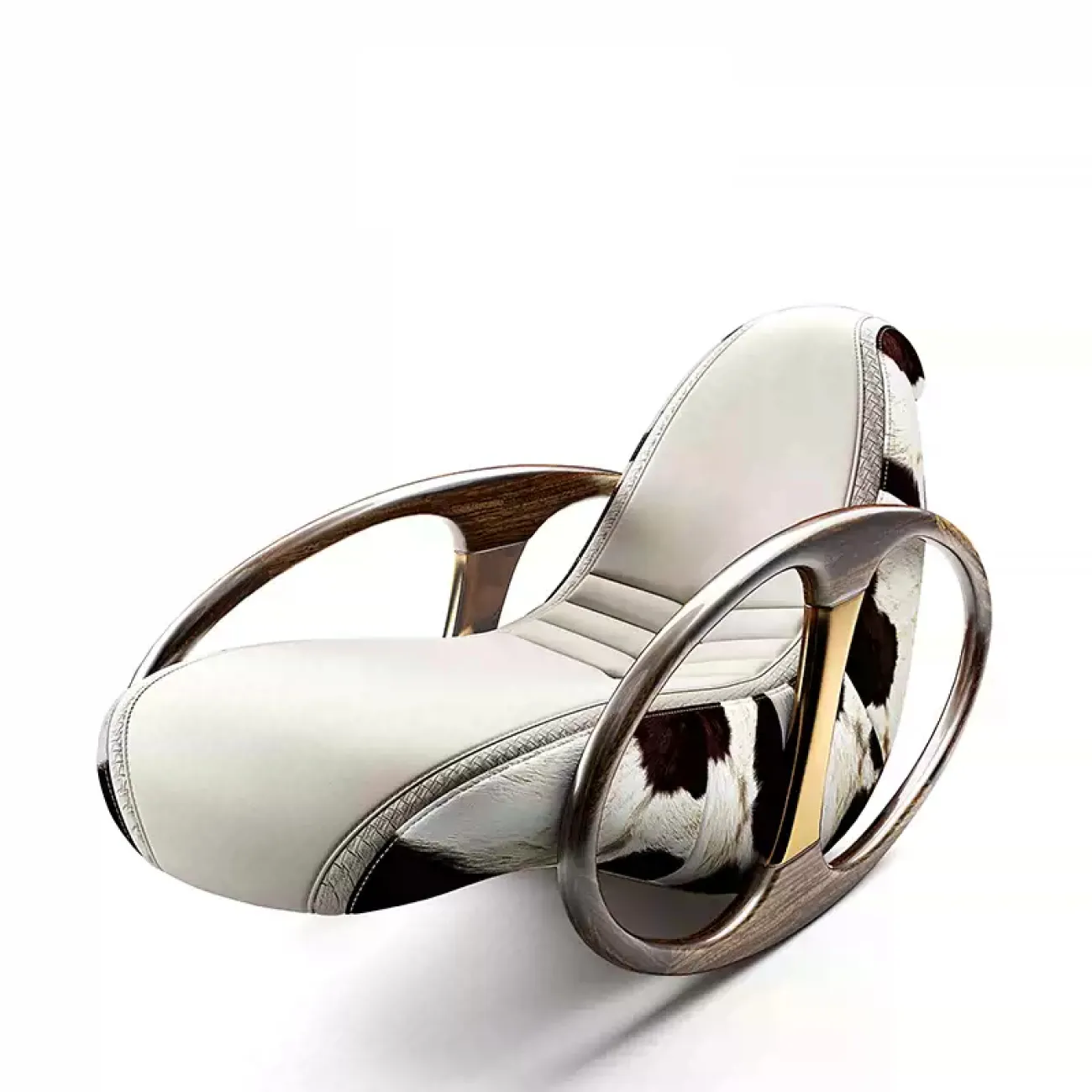 Современное кресло-качалка от MIVICA из дерева и кожи KR38187-32