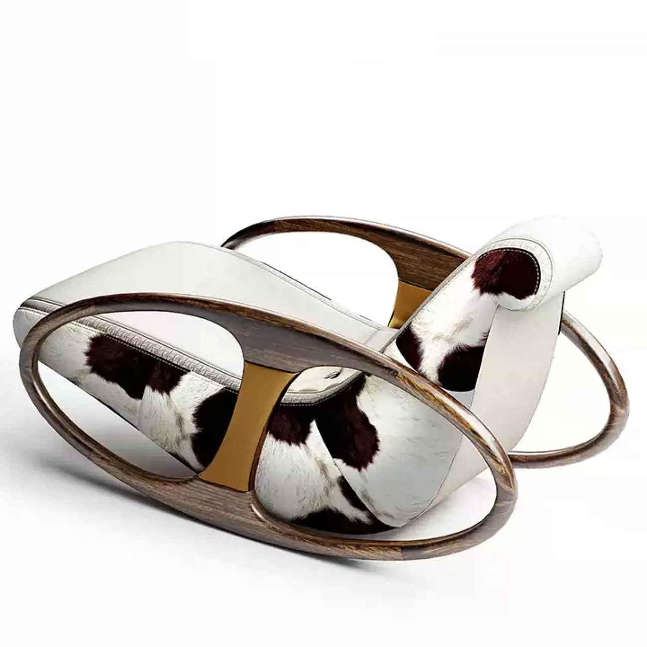 Современное кресло-качалка от MIVICA из дерева и кожи KR38187-32