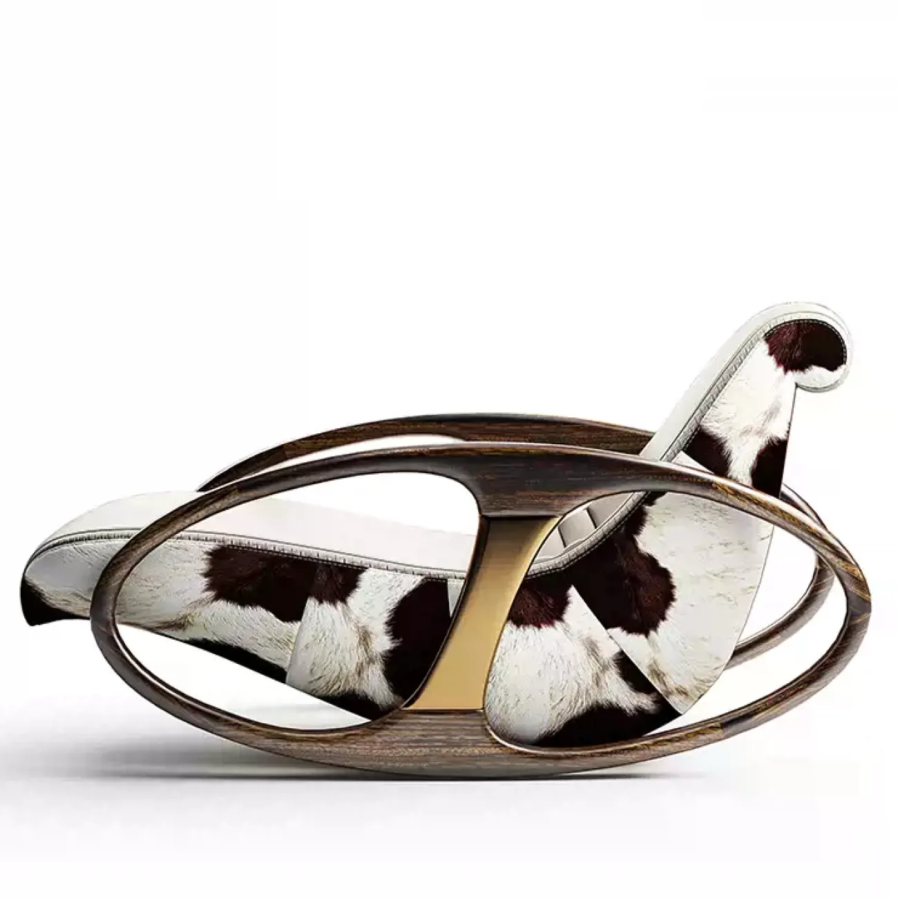 Современное кресло-качалка от MIVICA из дерева и кожи KR38187-32