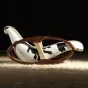 Современное кресло-качалка от MIVICA из дерева и кожи KR38187-32