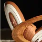 Дизайнерское кресло-качалка Mivica из дерева, натуральной кожи, меха коровы KR38189-32