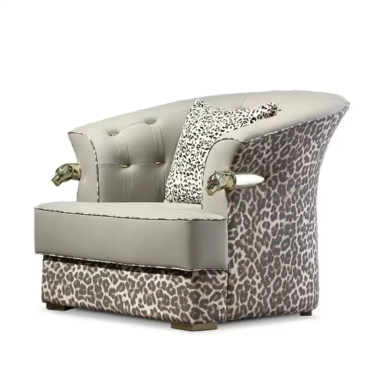 Королевское кожаное кресло "Леопард" из кожи, красного дерева MIVICA KR38190-32