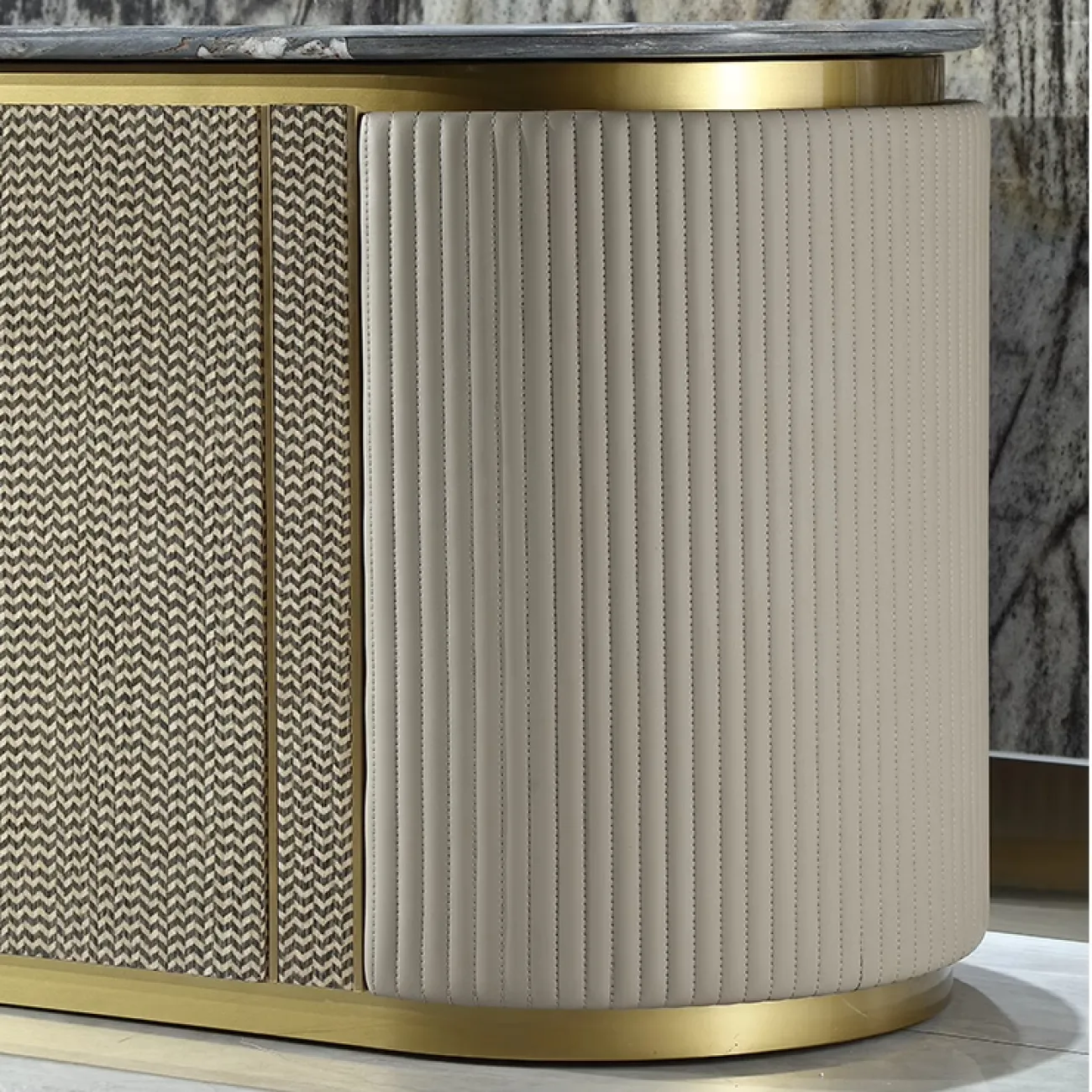 Роскошная тумба под телевизор MIVICA из красного дерева и голубого мрамора TB38193-32 Роскошная тумба под телевизор MIVICA из красного дерева и голубого мрамора TB38193-32