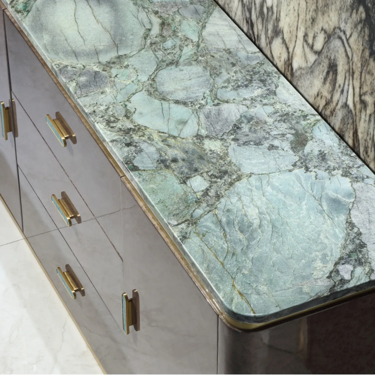  Современный комод MIVICA из дерева и зеленого мрамора KD38194-32