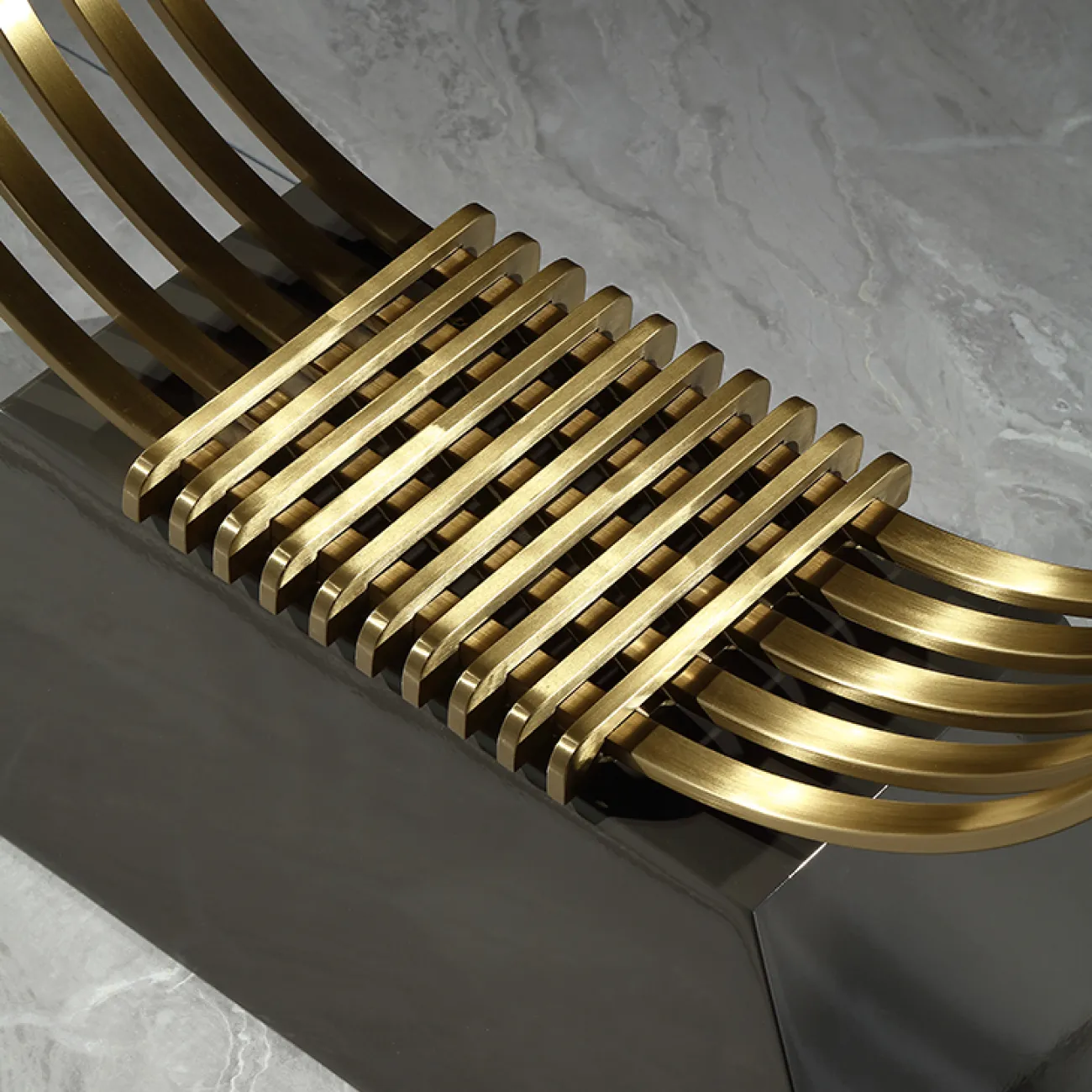 Элегантный пристенный столик MIVICA из дерева, стали и мрамора  ST38195-32