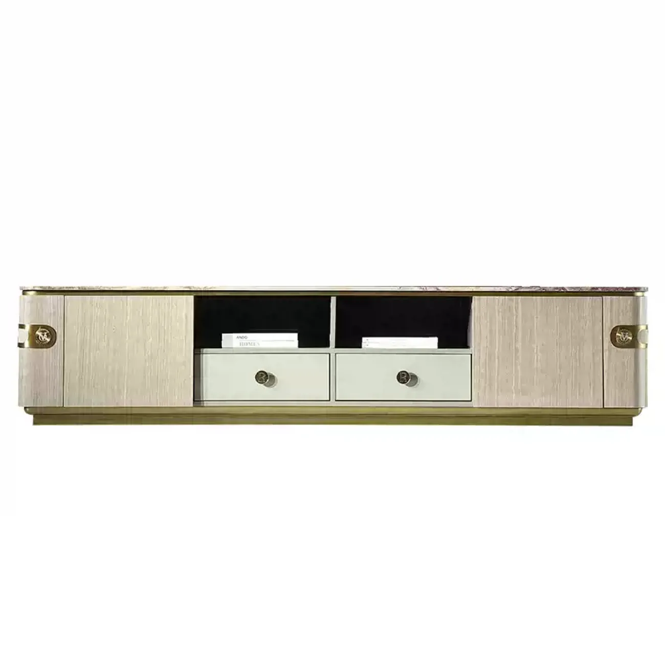 Дизайнерская тумба под телевизор MIVICA из красного дерева и мрамора TB38202-32