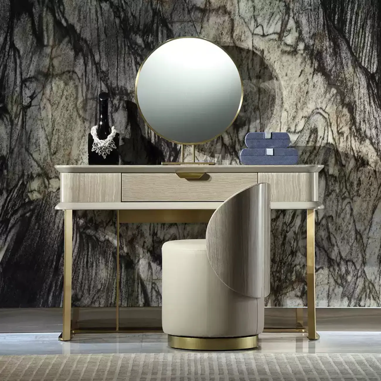 Элегантный туалетный столик с зеркалом MIVICA из красного дерева TS38204-32