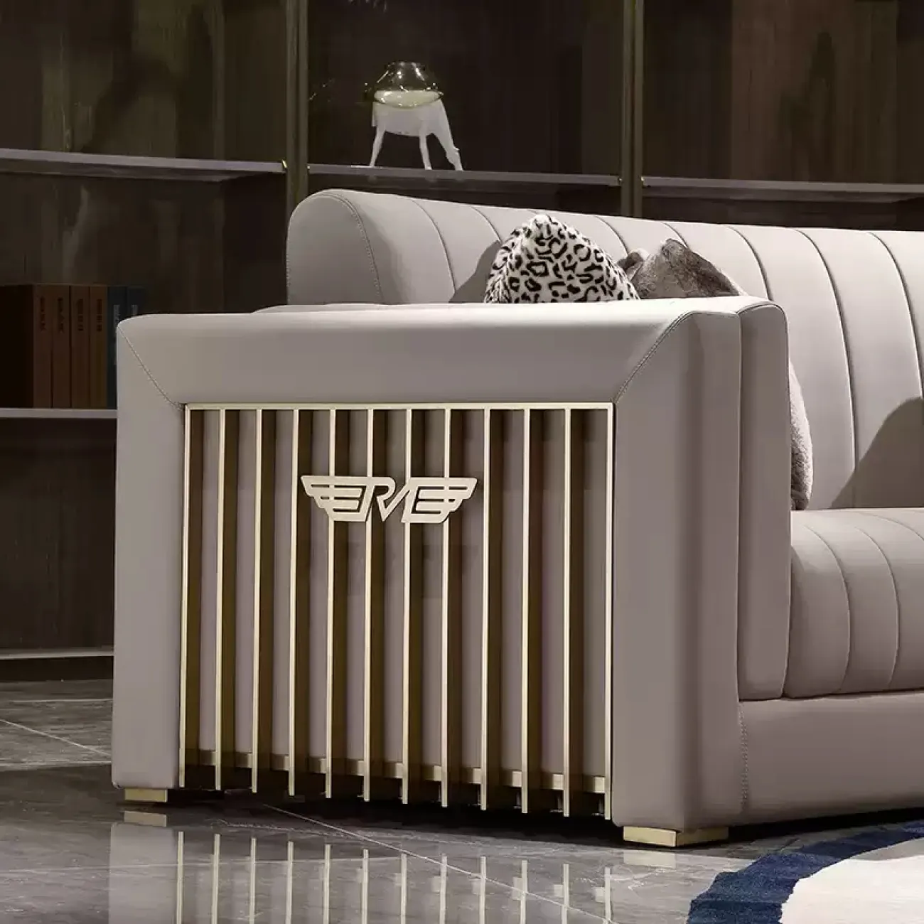 Элегантный пятиместный диван MIVICA из красного дерева, натуральной кожи DV38208-32