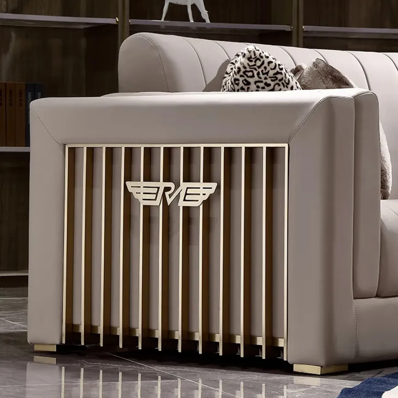 Элегантный пятиместный диван MIVICA из красного дерева, натуральной кожи DV38208-32