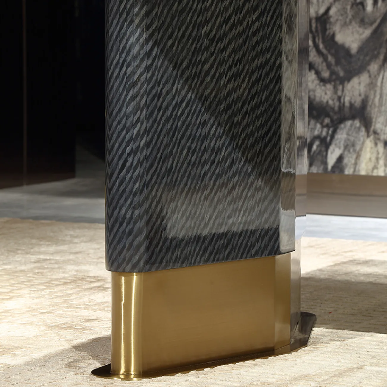 Роскошный обеденный стол MIVICA из мрамора и красного дерева OS38210-32