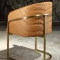 Комфортабельный обеденный стул MIVICA из кожи и латуни ST38211-32