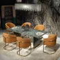 Комфортабельный обеденный стул MIVICA из кожи и латуни ST38211-32