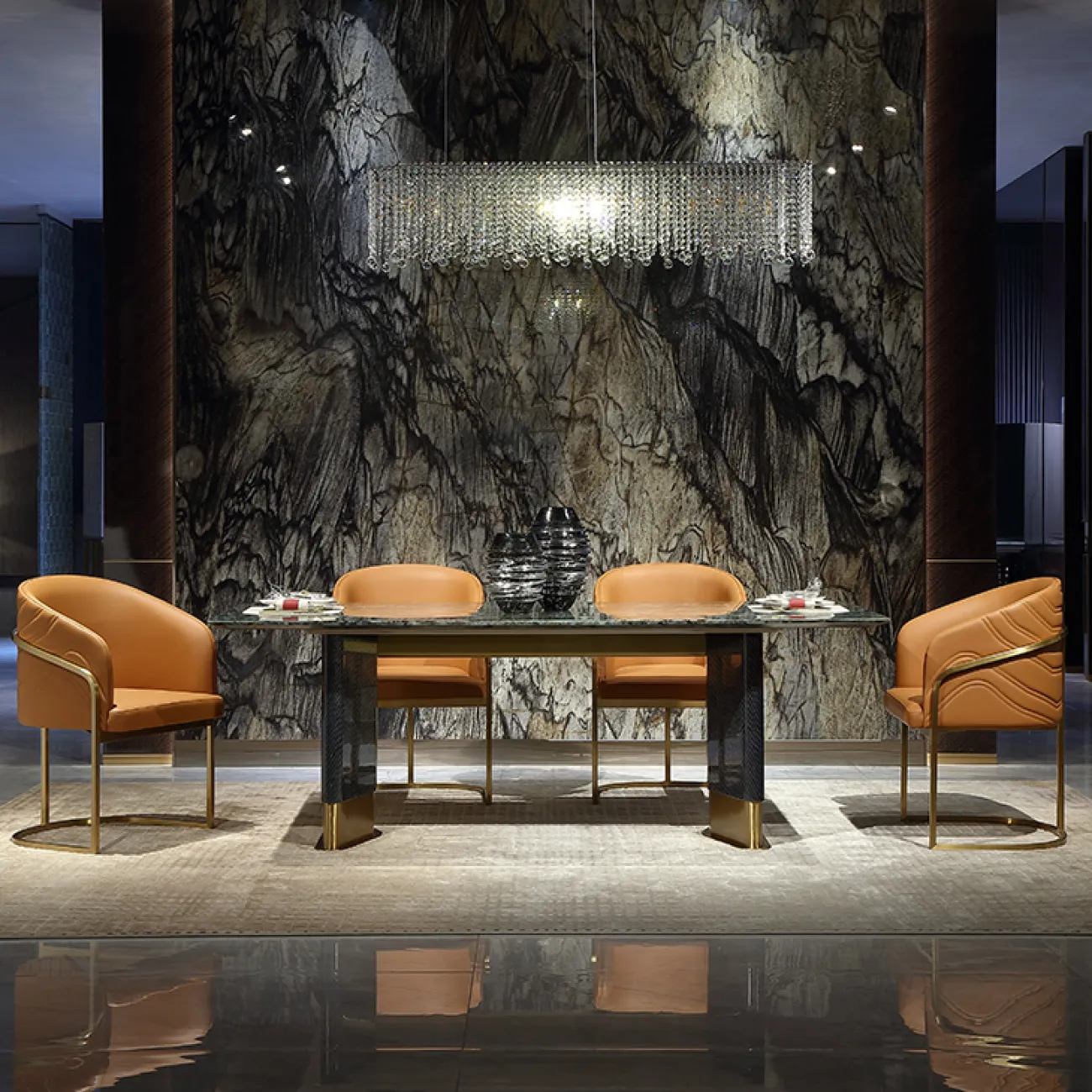 Комфортабельный обеденный стул MIVICA из кожи и латуни ST38211-32