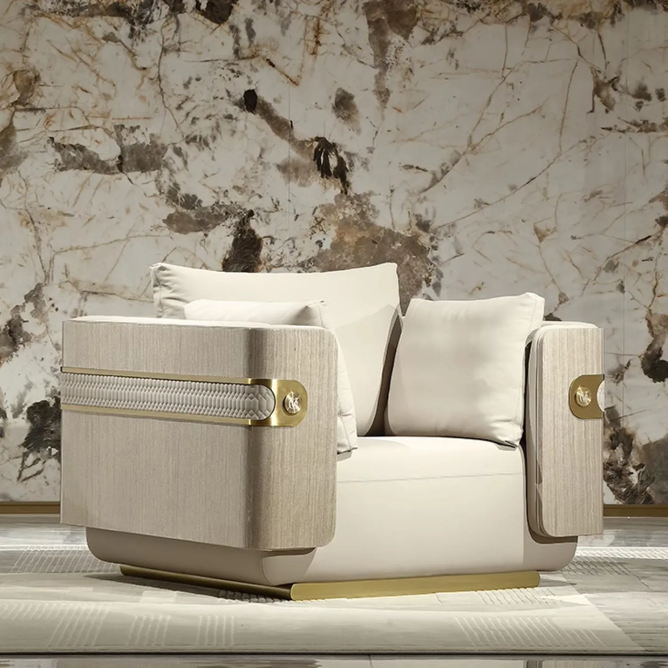 Престижное кресло MIVICA из кожи и красного дерева KR38212-32