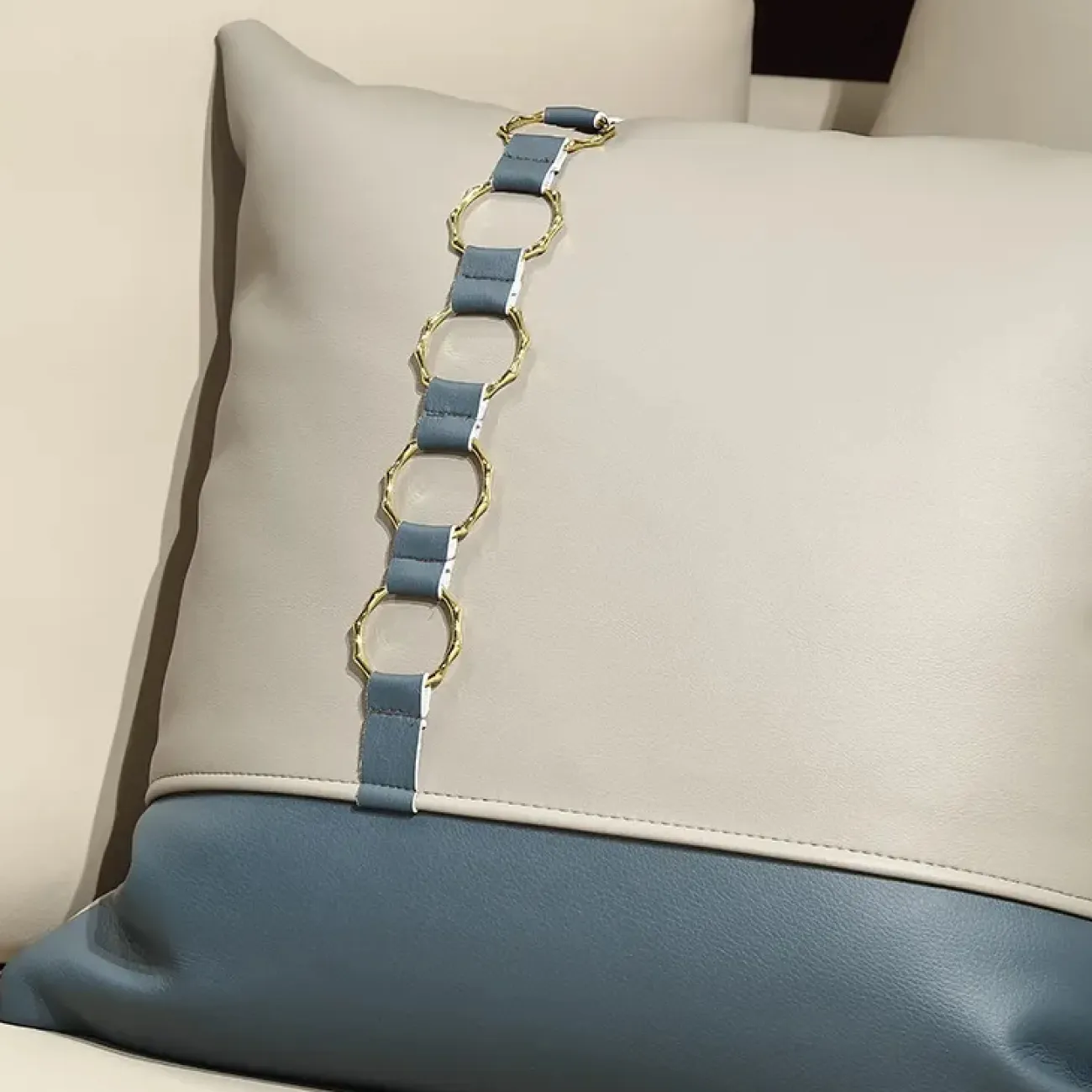 Роскошный диван MIVICA из кожи и красного дерева DV38213-32