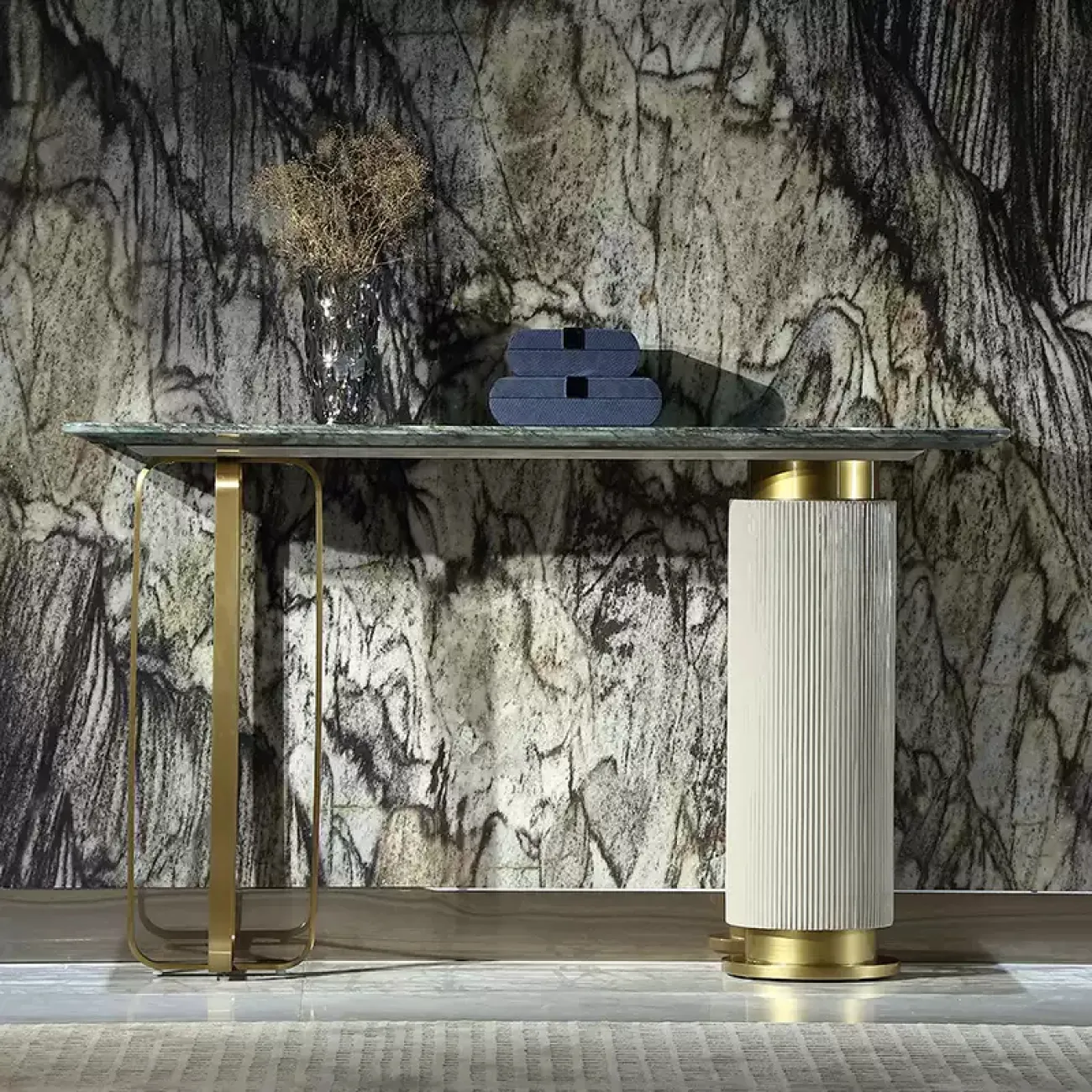 Дизайнерский пристенный столик MIVICA из натурального мрамора ST38216-32