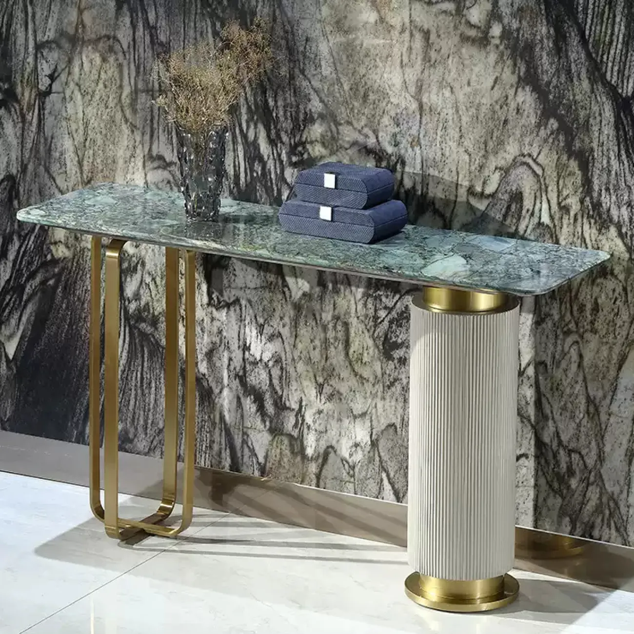 Дизайнерский пристенный столик MIVICA из натурального мрамора ST38216-32