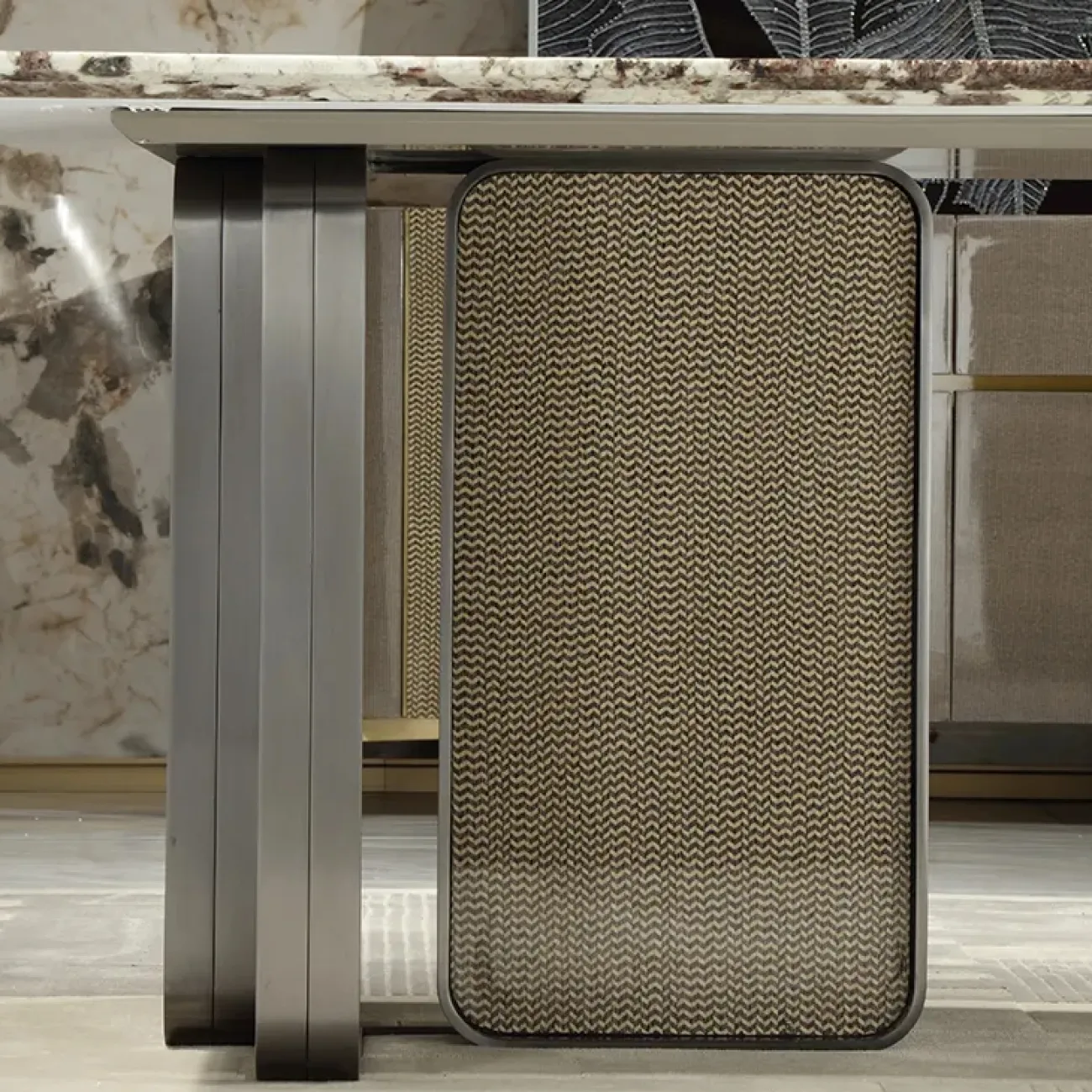 Роскошный обеденный стол MIVICA из мрамора и красного дерева ST38217-32