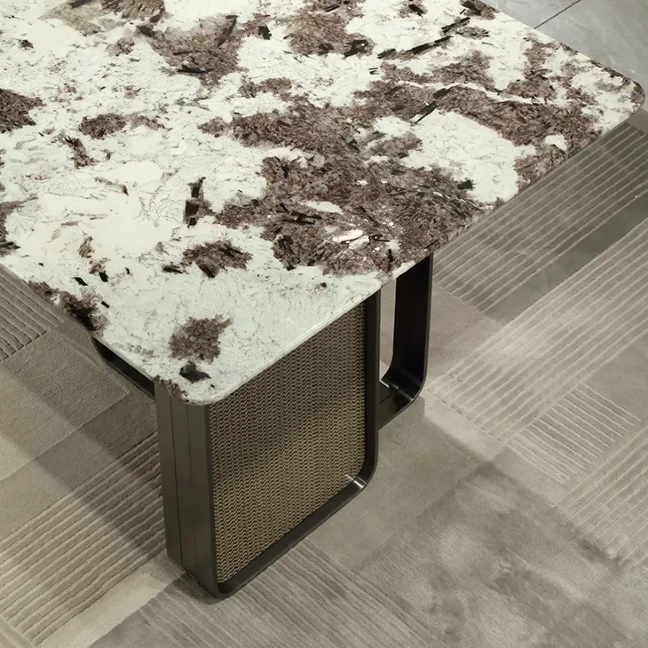 Роскошный обеденный стол MIVICA из мрамора и красного дерева ST38217-32