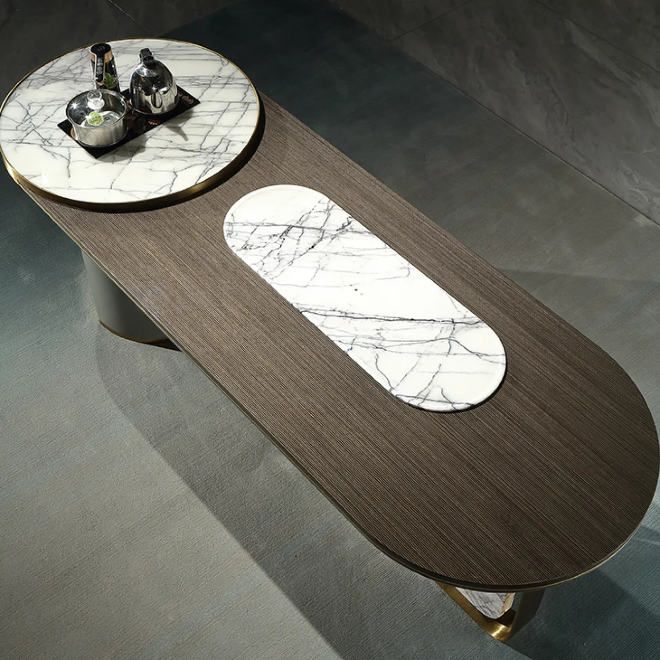 Элегантный чайный столик MIVICA из красного дерева и мрамора CH38219-32 Элегантный чайный столик MIVICA из красного дерева и мрамора CH38219-32