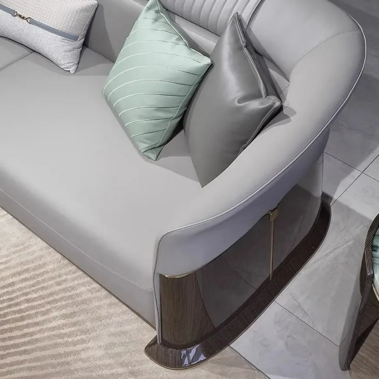 Роскошный диван MIVICA из натуральной кожи и красного дерева KR38223-32