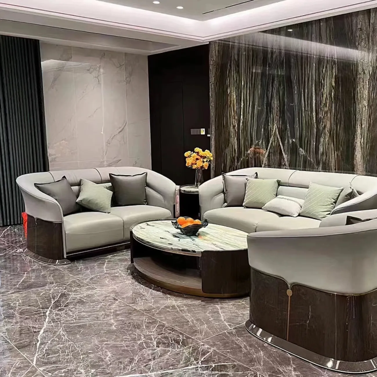 Удобный журнальный стол MIVICA из мрамора и красного дерева JS38229-32