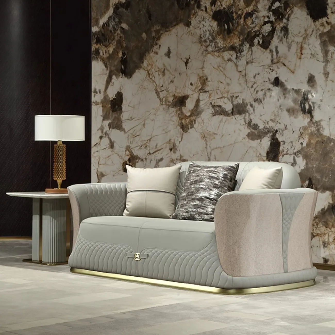 Элегантный диван MIVICA из красного дерева и натуральной кожи DV38232-32