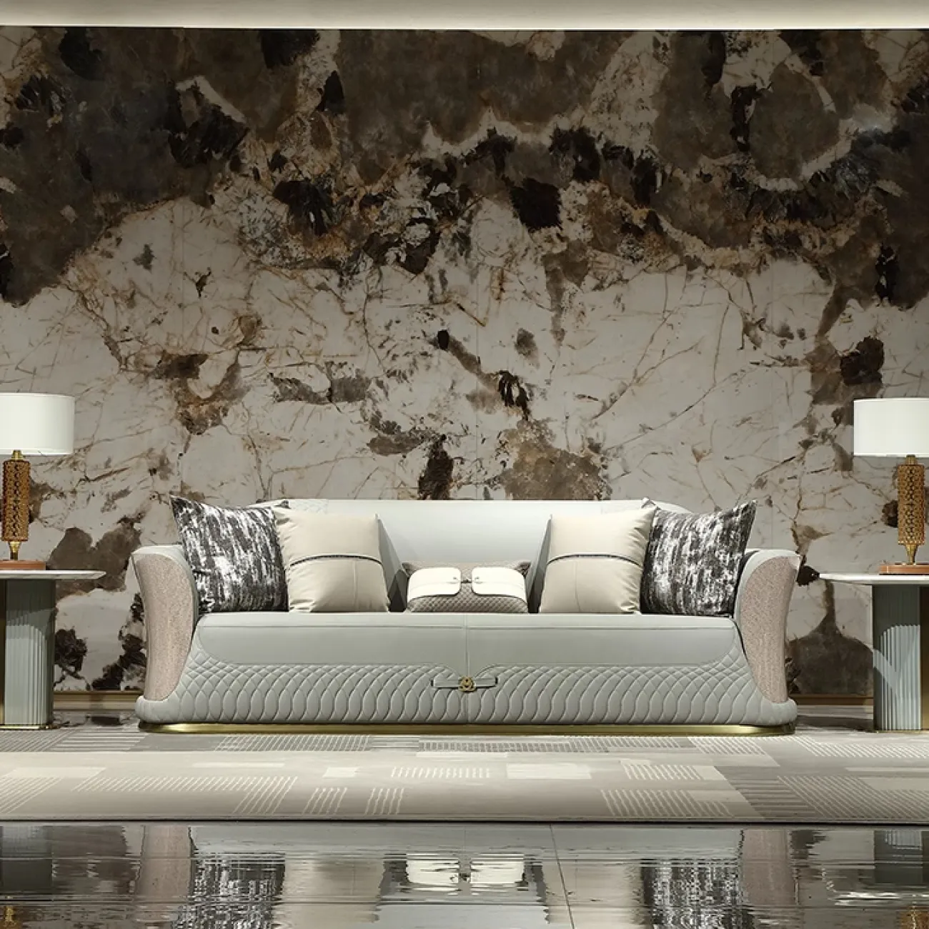 Элегантный диван MIVICA из красного дерева и натуральной кожи DV38232-32