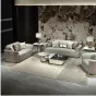 Современный журнальный стол MIVICA из мрамора, кожи, красного дерева ST38233-32