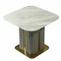 Удобный журнальный столик MIVICA из мрамора, кожи, красного дерева JS38234-32