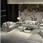 Удобный журнальный столик MIVICA из мрамора, кожи, красного дерева JS38234-32