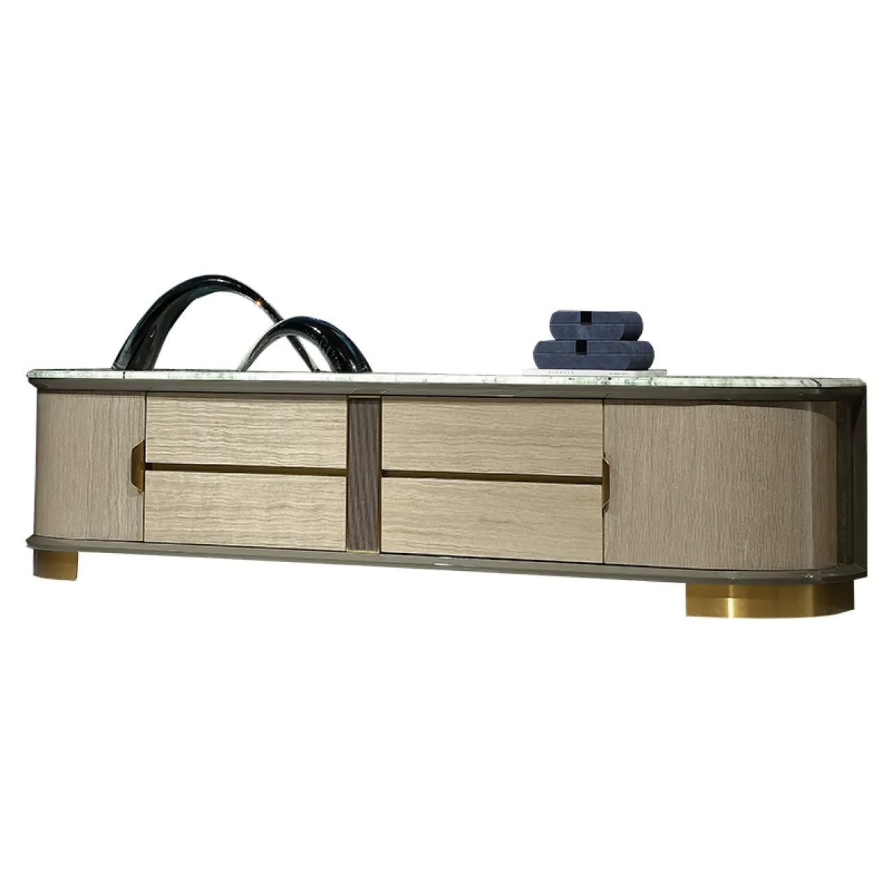 Дизайнерская тумба под телевизор MIVICA из красного дерева и мрамора TB38236-32