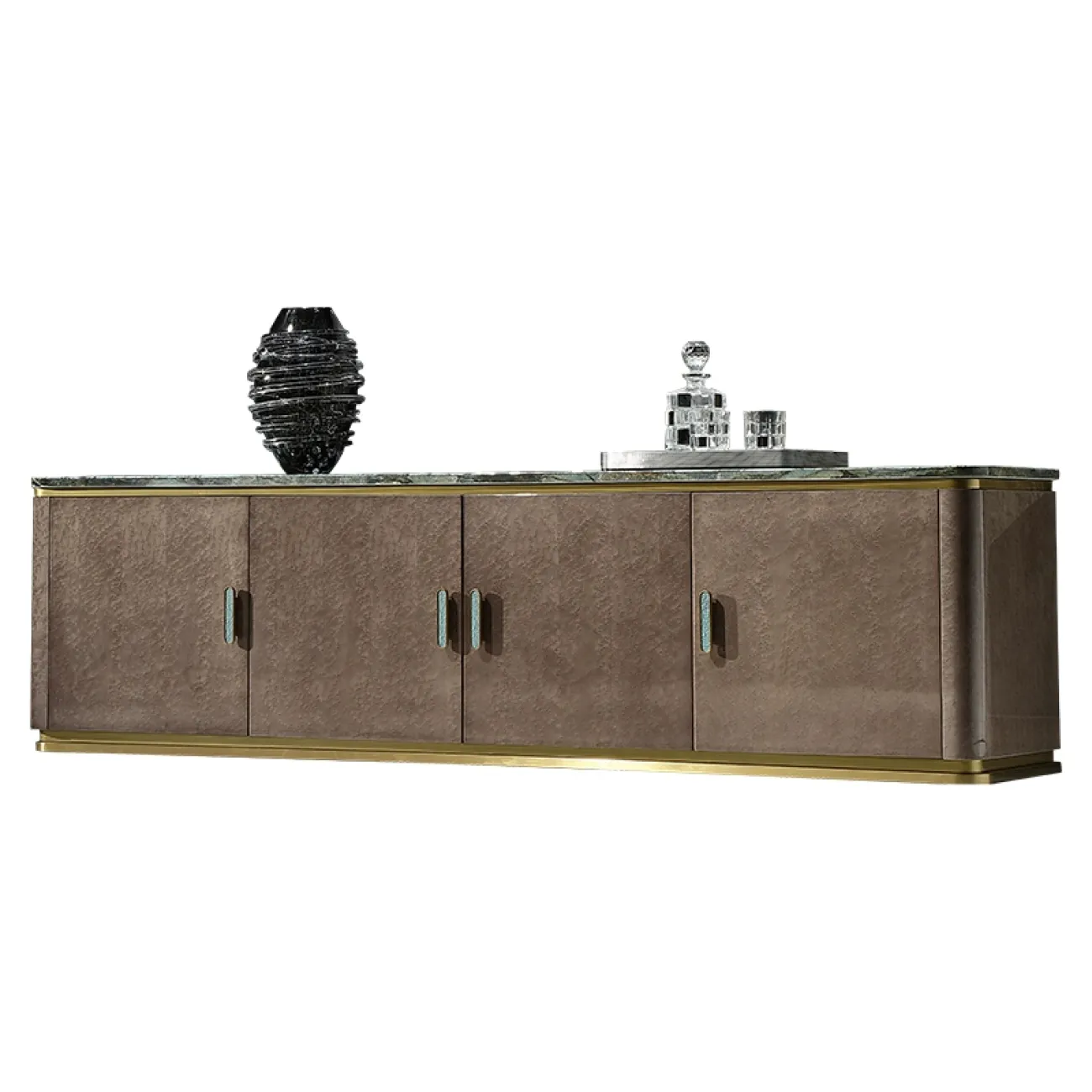 Роскошная тумба под телевизор MIVICA из красного дерева и зелёного мрамора TB38237-32