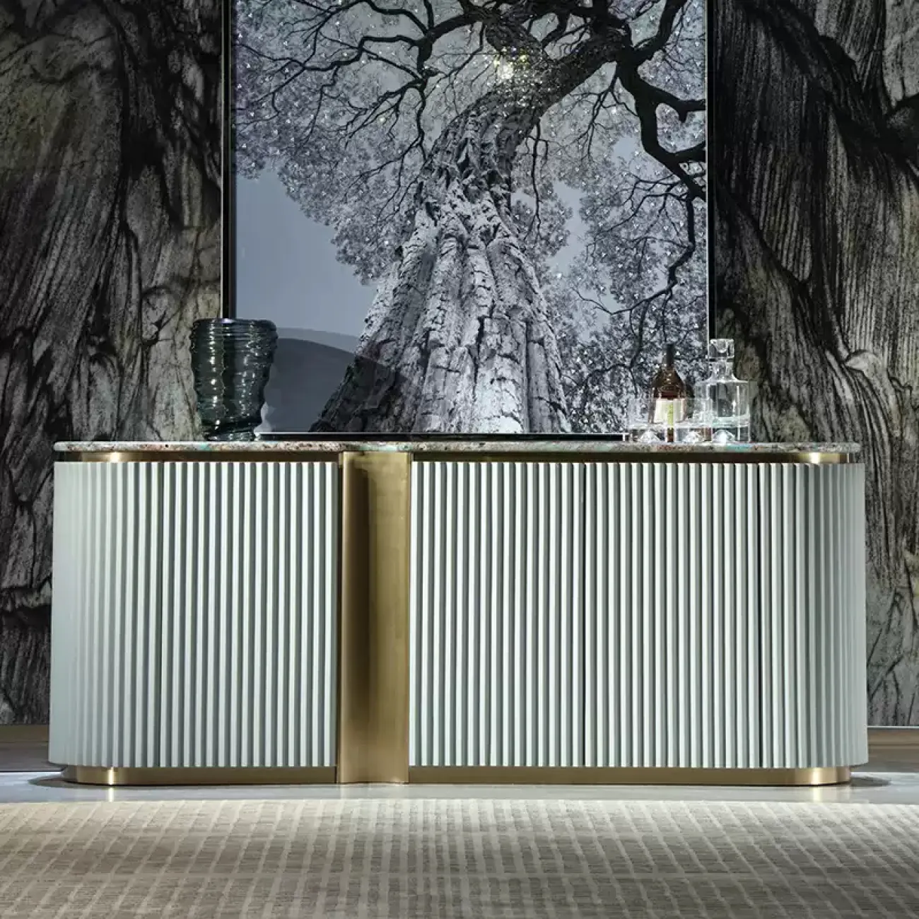 Стильный буфет MIVICA из красного дерева, мрамора TB38238-32 Стильный буфет MIVICA из красного дерева, мрамора TB38238-32