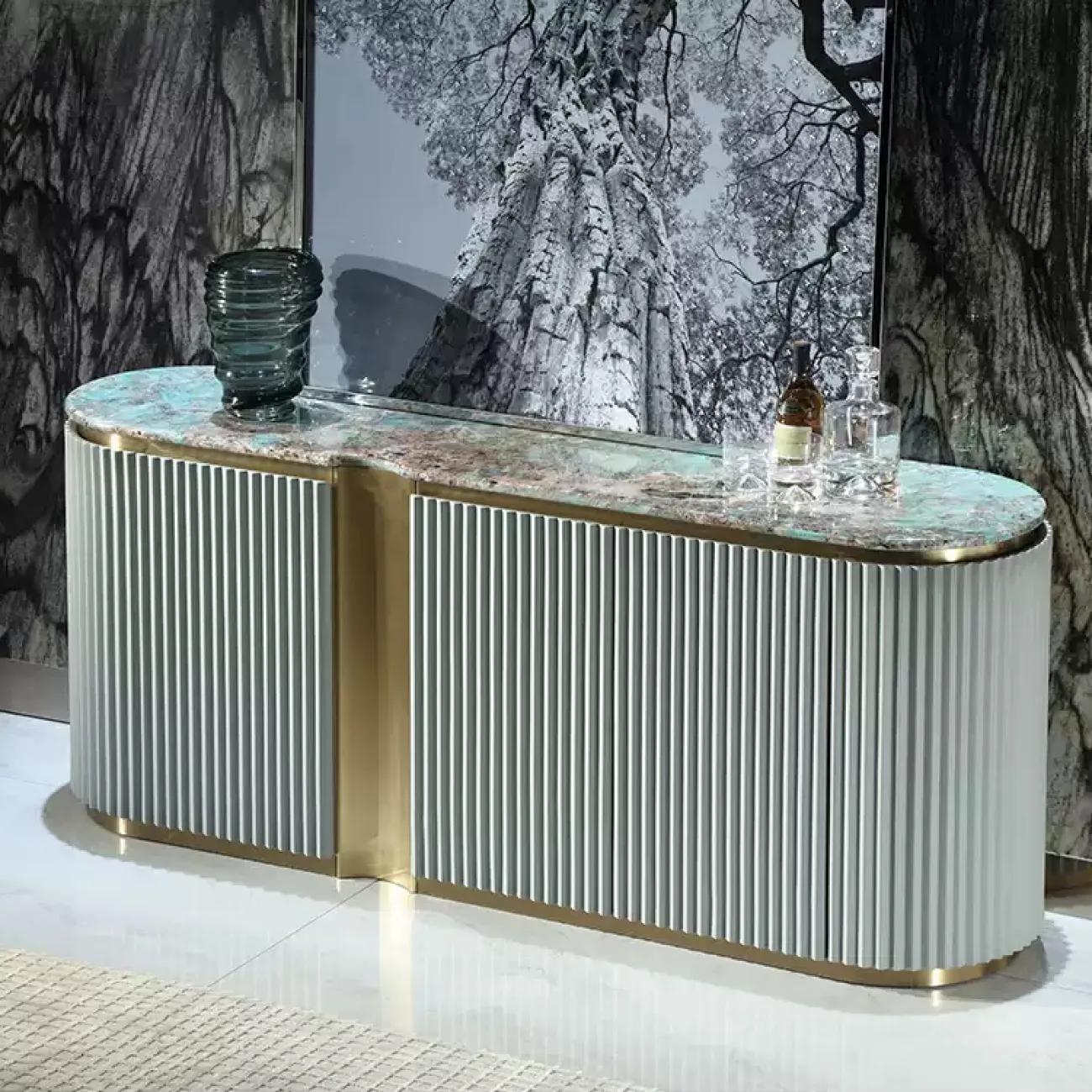 Стильный буфет MIVICA из красного дерева, мрамора TB38238-32