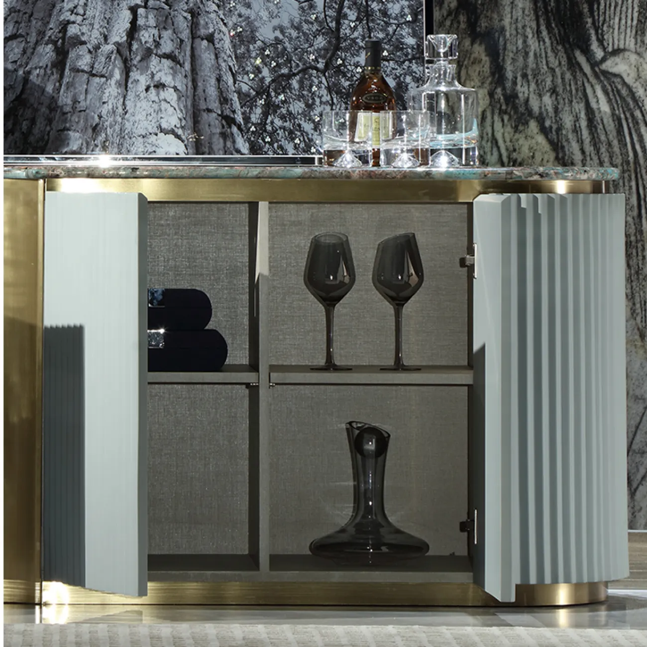 Стильный буфет MIVICA из красного дерева, мрамора TB38238-32