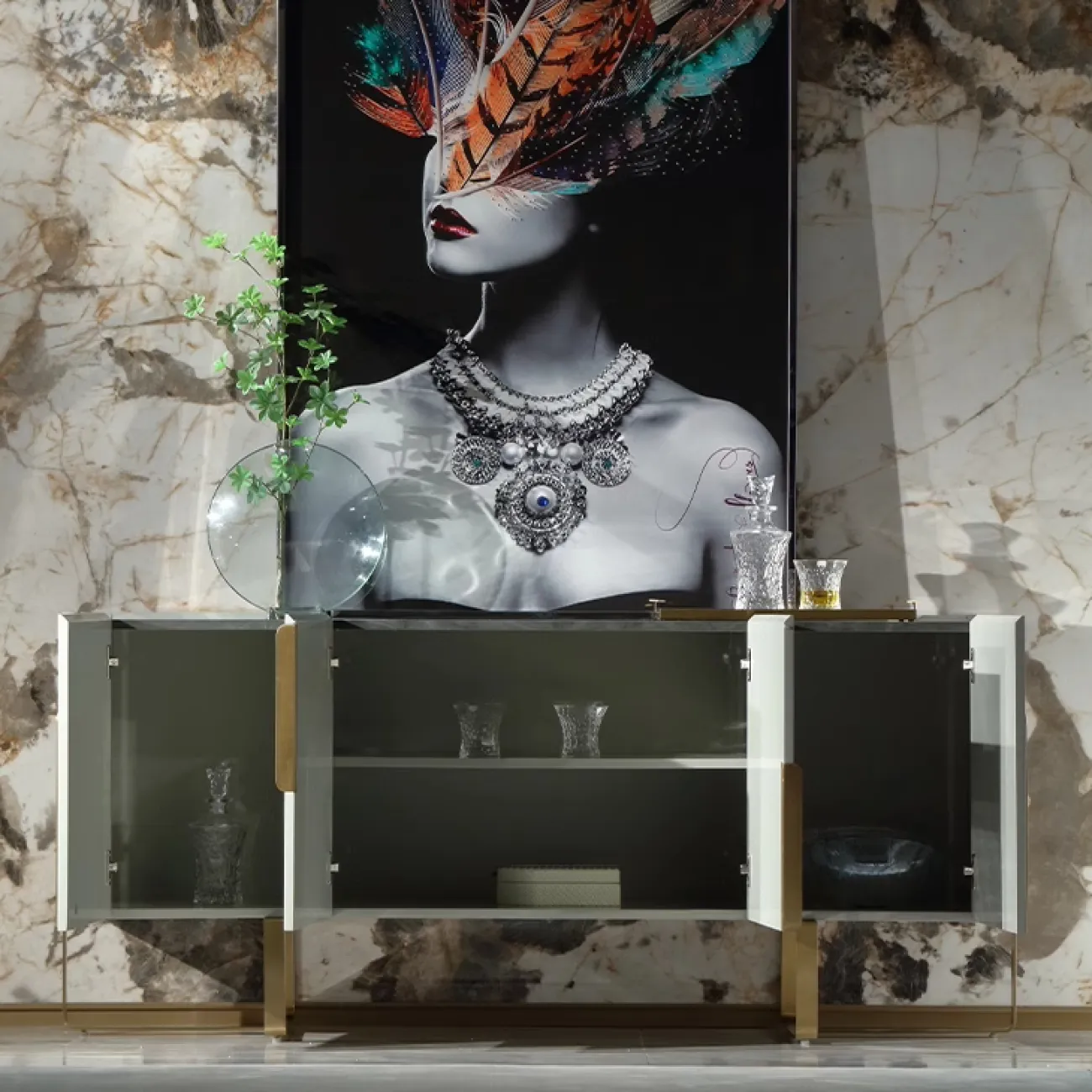  Современный комод MIVICA из красного дерева KD38243-32