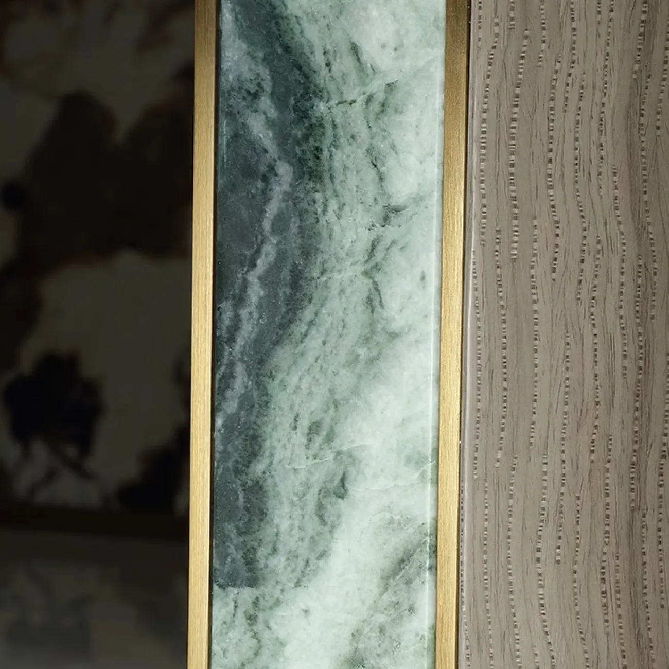 Роскошный обеденный стол MIVICA из зелёного мрамора и красного дерева OS38248-32