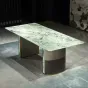 Роскошный обеденный стол MIVICA из зелёного мрамора и красного дерева OS38248-32