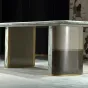 Роскошный обеденный стол MIVICA из зелёного мрамора и красного дерева OS38248-32
