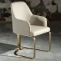 Комфортабельный обеденный стул MIVICA из кожи и латуни ST38249-32