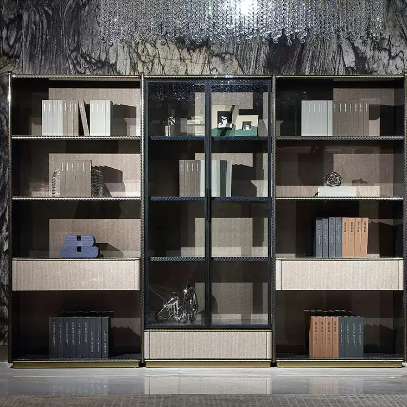 Открытый книжный шкаф MIVICA из красного дерева SH38250-32