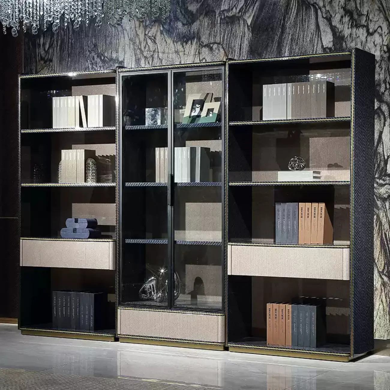 Открытый книжный шкаф MIVICA из красного дерева SH38250-32